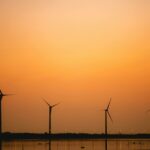 wind turbines at sunset in taiwan